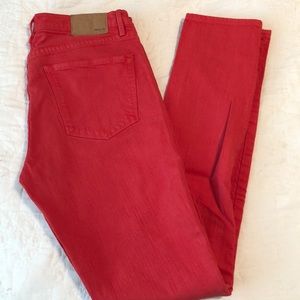 Bright red denim! Slight stretch.
